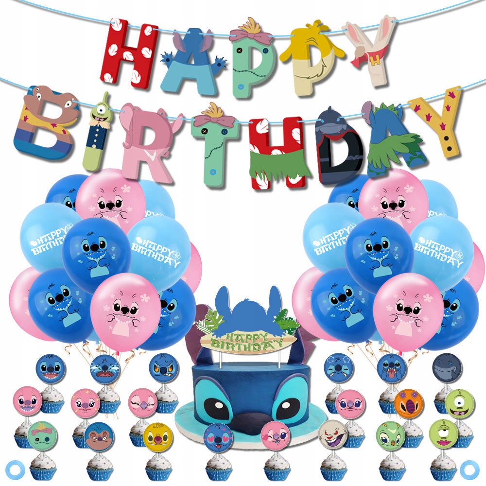 Oro Party Zestaw balonowych dekoracji urodzinowych Lilo i Stitch Stich