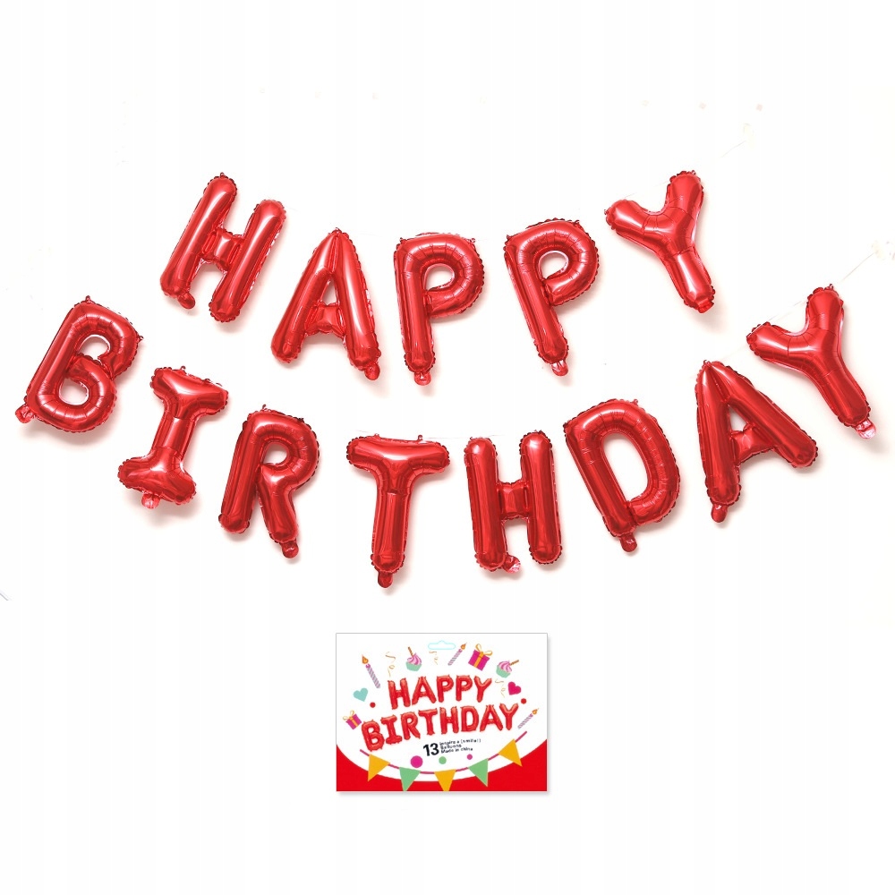 Oro Party Balonowa Dekoracja Girlanda balonowa Happy Birthday Czerwona 40cm
