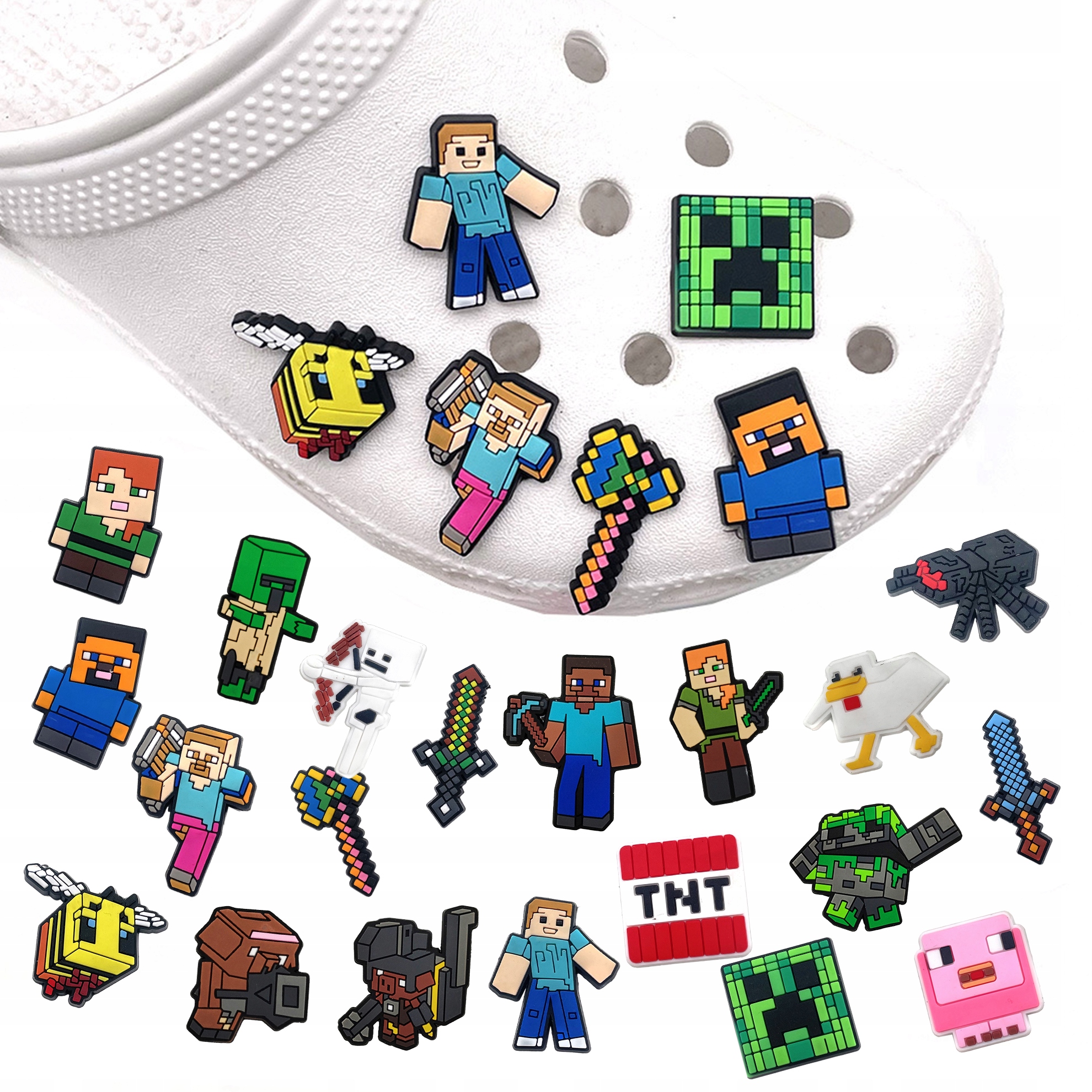 Przypinki do Crocs MINECRAFT do butów telefonu torby zestaw 20 szt