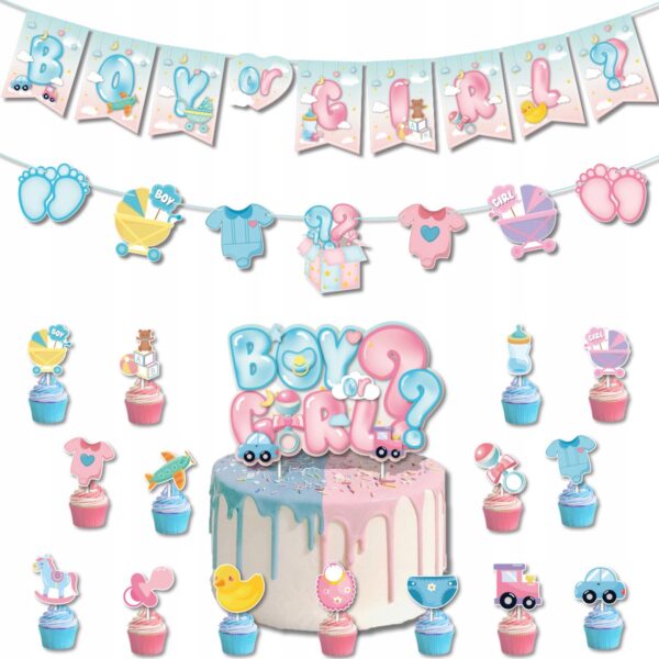 Oro Party Zestaw dekoracji balonowych na Baby Shower Boy or Girl + Girlanda - obrazek 4