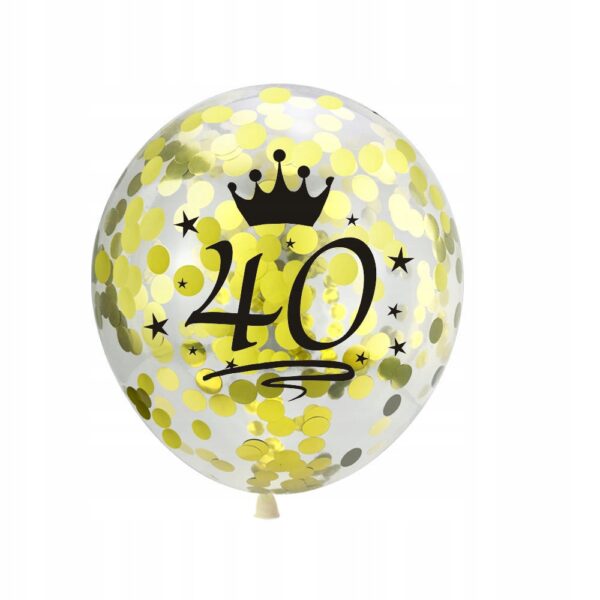 Oro Party Zestaw balonowych dekoracji urodzinowych na 40 urodziny konfetti - obrazek 3
