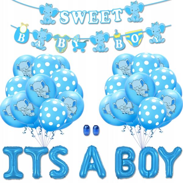 Oro Party Zestaw dekoracji balonowych na Baby Shower It's a Boy + Girlanda