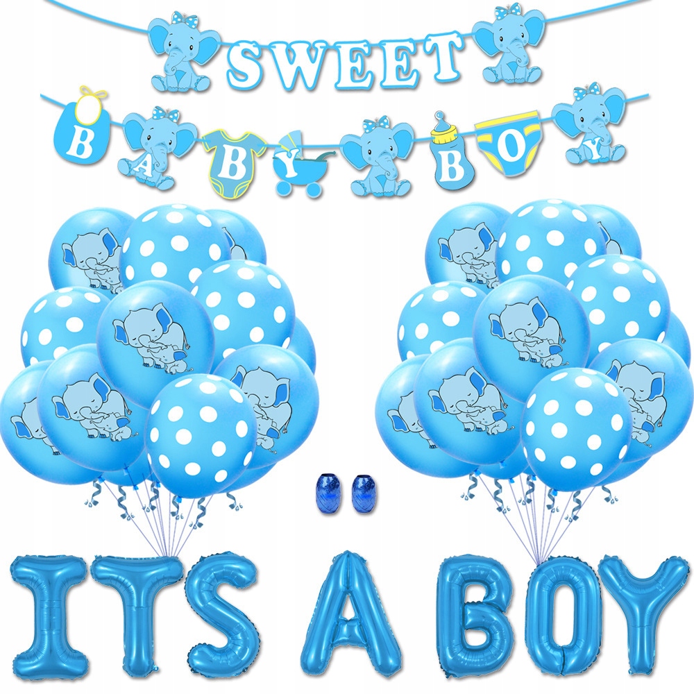 Oro Party Zestaw dekoracji balonowych na Baby Shower It's a Boy + Girlanda