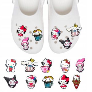 Przypinki do Crocs HELLO KITTY do butów telefonu torby zestaw 10 szt