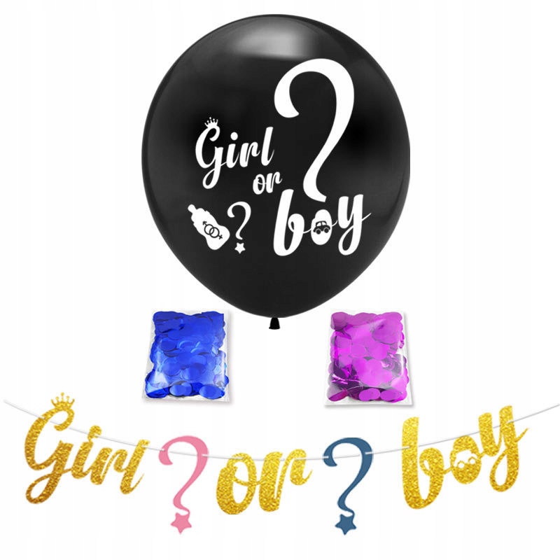 Oro Party Balonowa dekoracja na Baby Shower Chłopak czy Dziewczyna konfetti