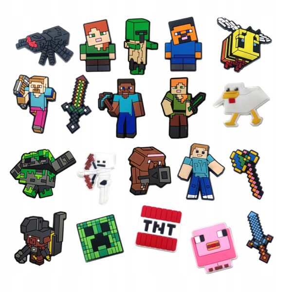 Przypinki do Crocs MINECRAFT do butów telefonu torby zestaw 20 szt - obrazek 2