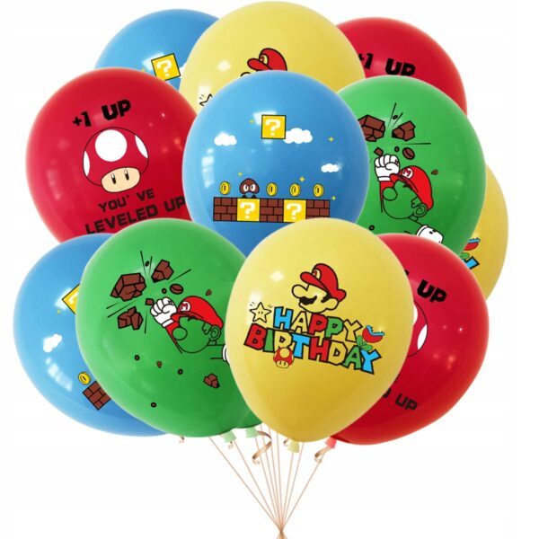 Oro Party Zestaw balonowych dekoracji urodzinowych Super Mario + Girlanda - obrazek 4