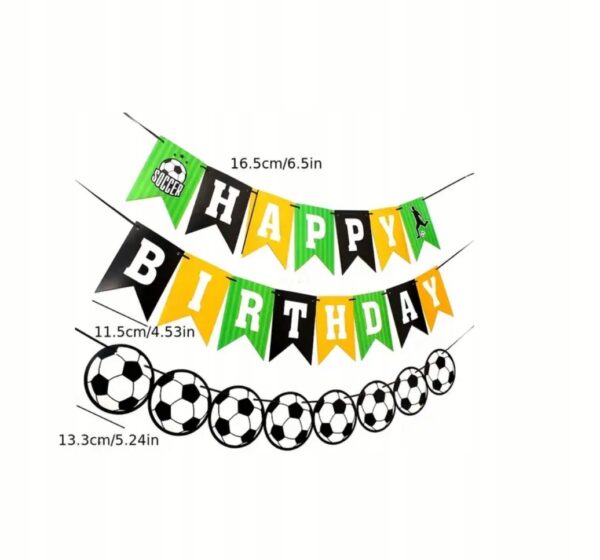 GIRLANDA Z NAPISEM HAPPY BIRTHDAY I PIŁKAMI URODZINY SPORTOWCA PIŁKA NOŻNA - obrazek 3