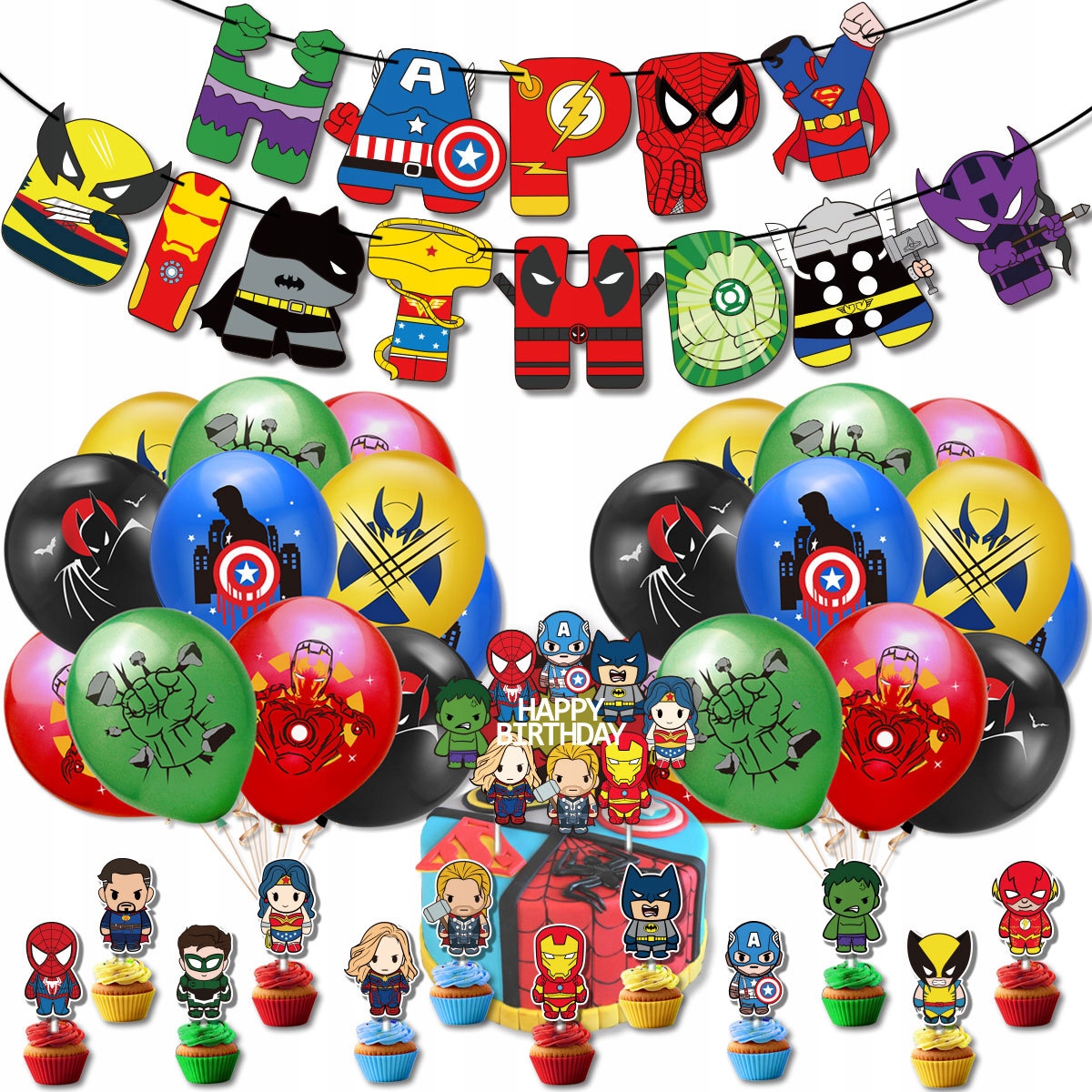 Oro Party Zestaw balonowych dekoracji urodzinowych Avengers Marvel Girlanda