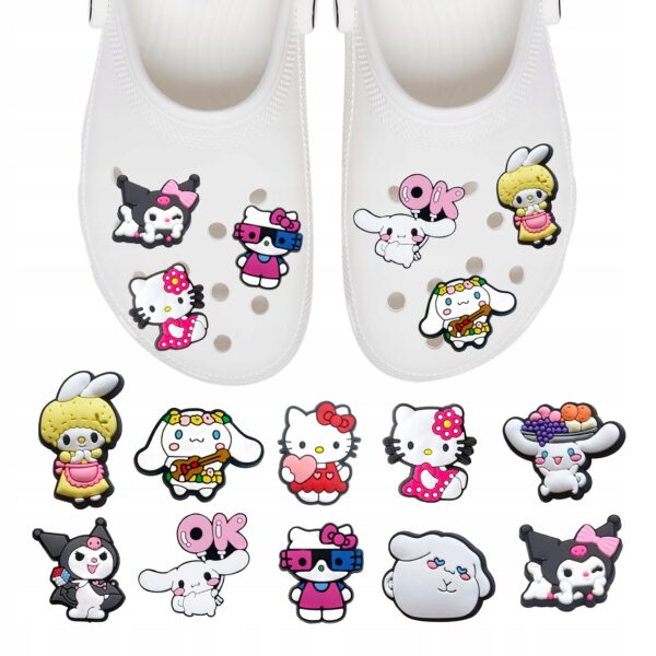Przypinki do Crocs HELLO KITTY do butów telefonu torby zestaw 10 szt