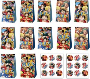 Torebki papierowe prezentowe podziękowania One Piece 12szt z naklejkami