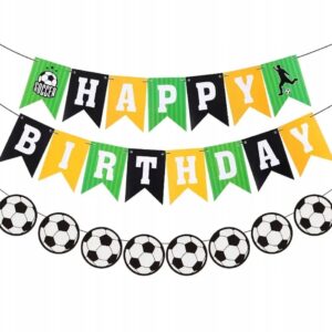 GIRLANDA Z NAPISEM HAPPY BIRTHDAY I PIŁKAMI URODZINY SPORTOWCA PIŁKA NOŻNA