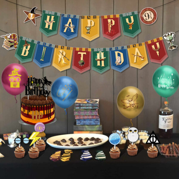 Oro Party Dekoracja urodzinowa Harry Potter Girlanda Flagi Baner urodzinowy - obrazek 4