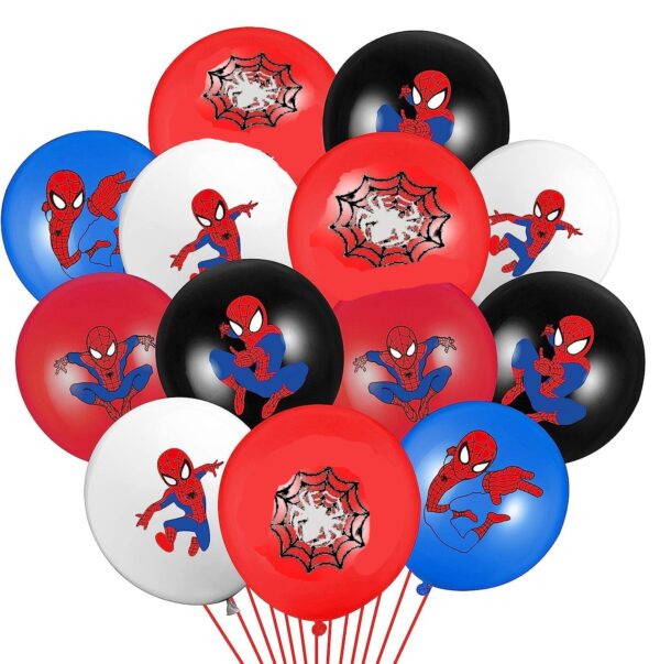 Spiderman Zestaw Dekoracji Urodzinowych 30 cm Balony 24 szt Topper babeczki - obrazek 3