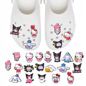 Przypinki do Crocs HELLO KITTY do butów telefonu torby zestaw 19 szt