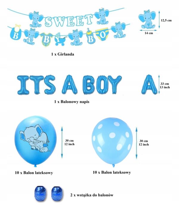 Oro Party Zestaw dekoracji balonowych na Baby Shower It's a Boy + Girlanda - obrazek 2