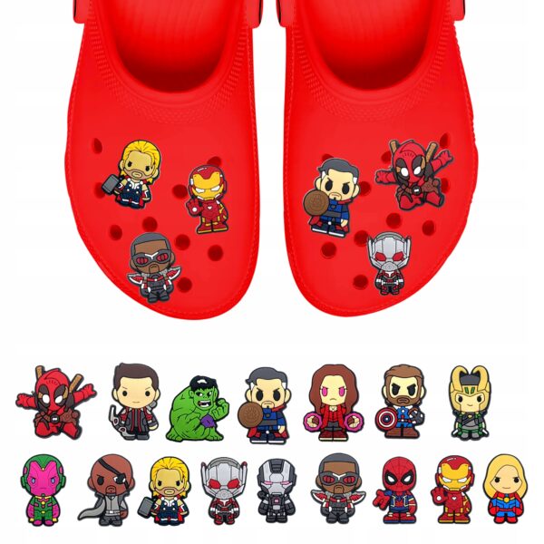 Przypinki do Crocs MARVEL AVENGERS do butów telefonu torby zestaw 16 szt