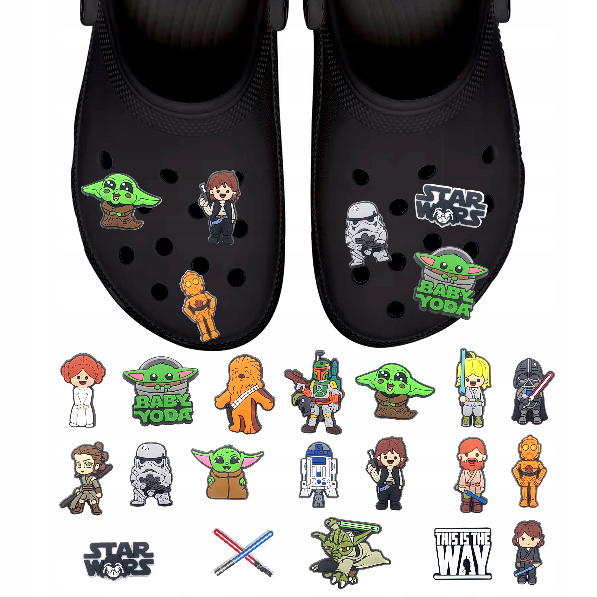 Przypinki do Crocs STAR WARS do butów telefonu torby zestaw 19 szt