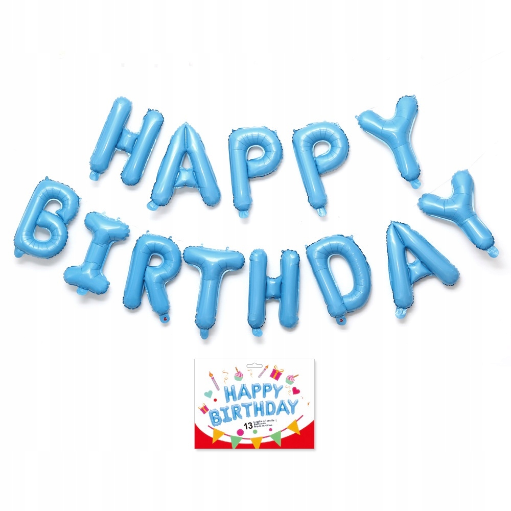 Oro Party Balonowa Dekoracja Girlanda balonowa Happy Birthday Blue 40 cm