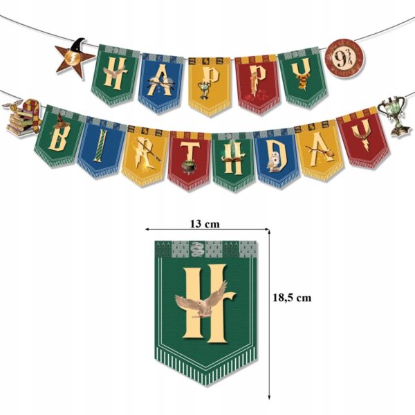 Oro Party Dekoracja urodzinowa Harry Potter Girlanda Flagi Baner urodzinowy - obrazek 2