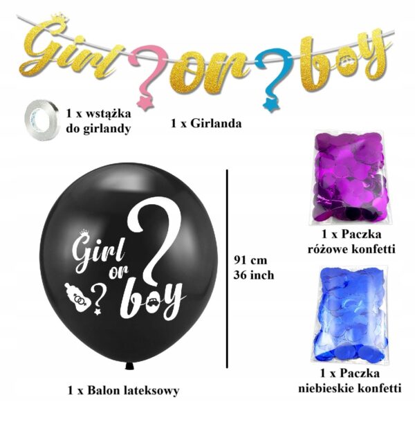 Oro Party Balonowa dekoracja na Baby Shower Chłopak czy Dziewczyna konfetti - obrazek 2