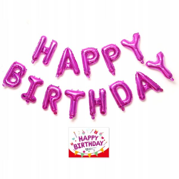 Oro Party Balonowa Dekoracja Girlanda balonowa Happy Birthday Różowa 40 cm