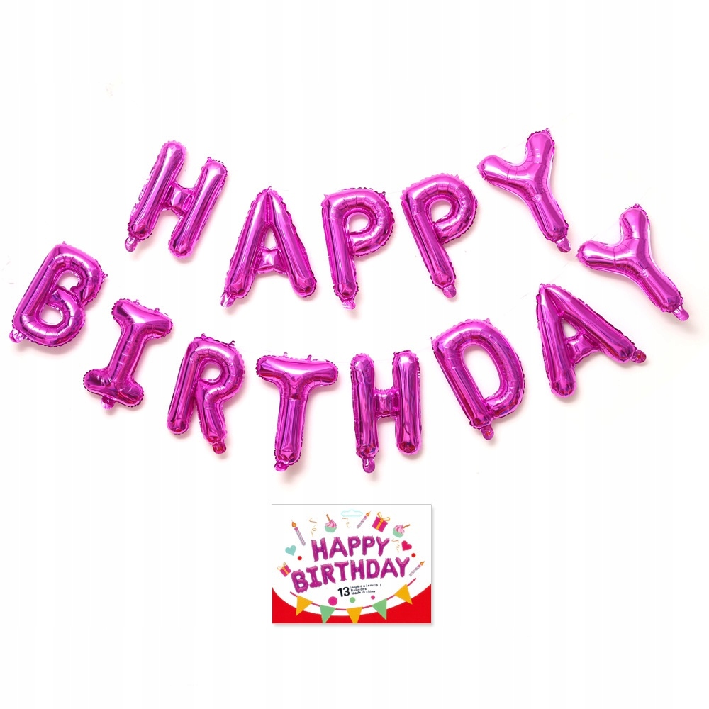 Oro Party Balonowa Dekoracja Girlanda balonowa Happy Birthday Różowa 40 cm