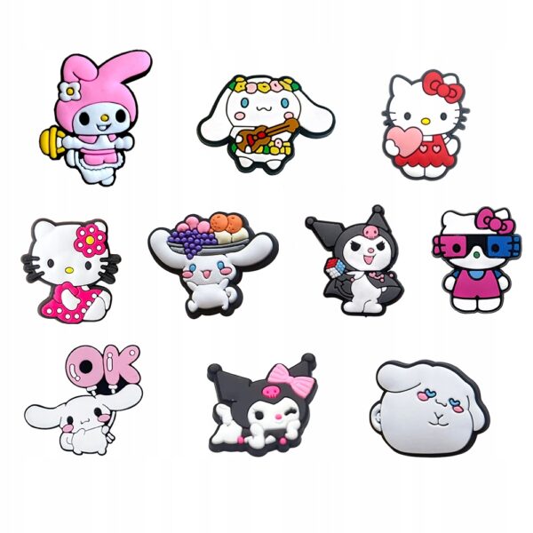 Przypinki do Crocs HELLO KITTY do butów telefonu torby zestaw 10 szt - obrazek 2