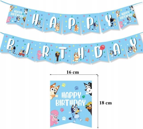 Oro Party Zestaw balonowych dekoracji urodzinowych Bluey Blue + Girlanda - obrazek 5