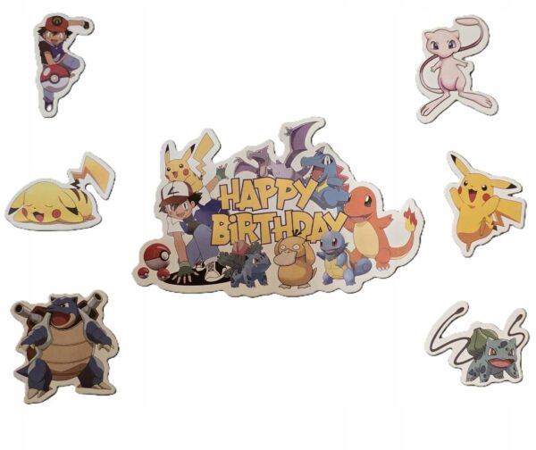 TOPPERY POKEMON PIKACHU DUŻY TOPPER NA TORT + 24 SZT. TOPPERÓW NA BABECZKI - obrazek 3