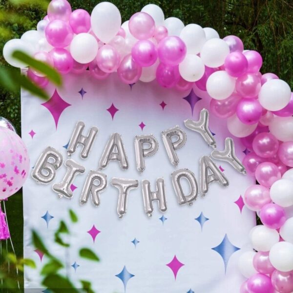 Oro Party Balonowa Dekoracja Girlanda balonowa Happy Birthday Srebrna 40 cm - obrazek 7