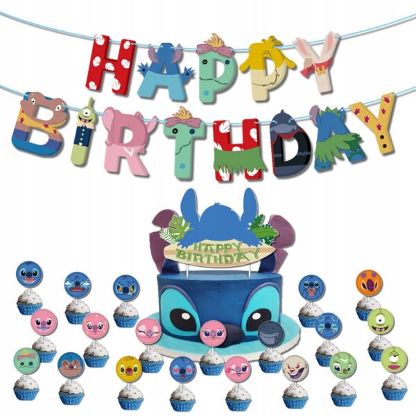 Oro Party Zestaw balonowych dekoracji urodzinowych Lilo i Stitch Stich - obrazek 3