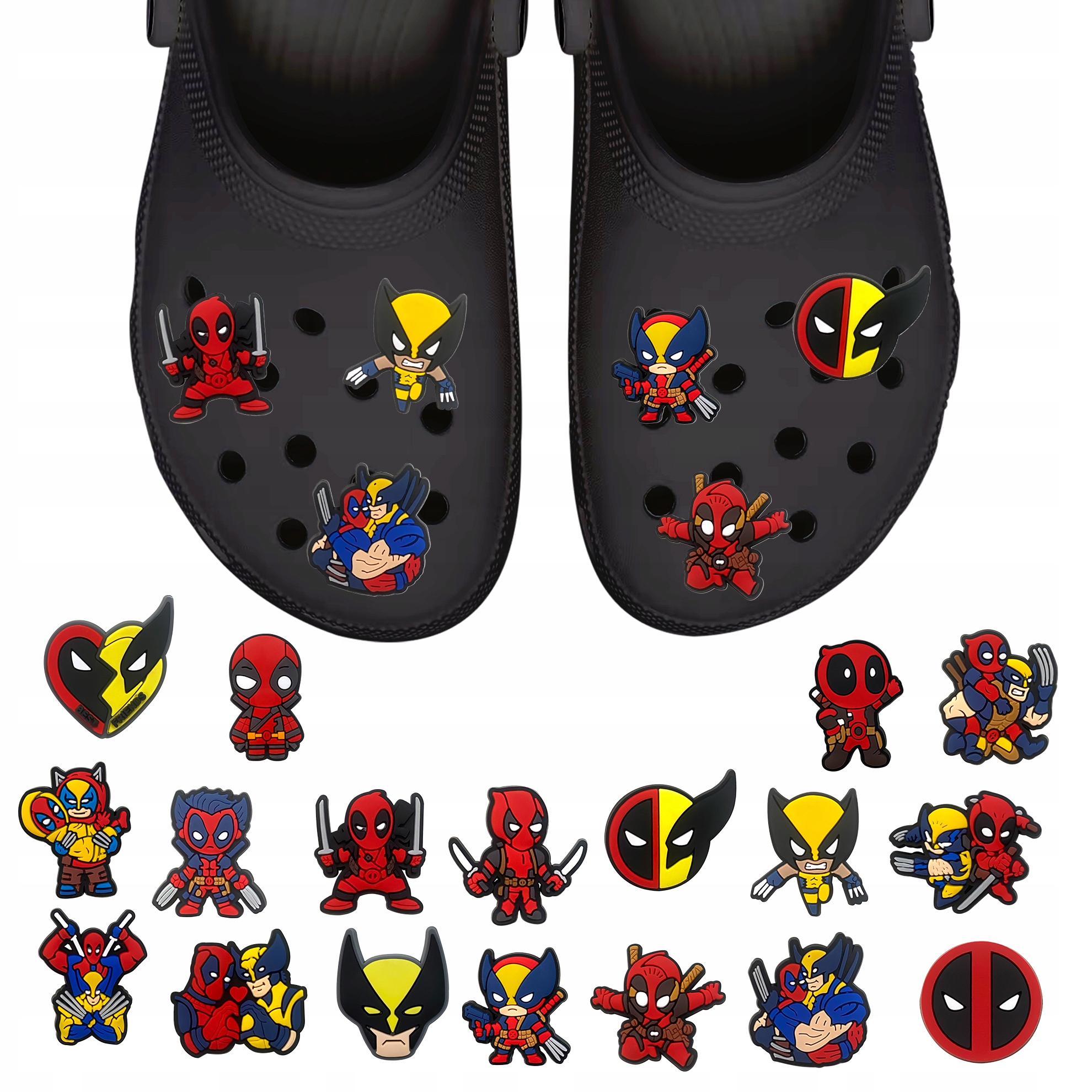 Przypinki do Crocs DEADPOOL WOLVERINE do butów telefonu torby zestaw 18 szt