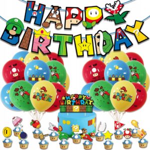Oro Party Zestaw balonowych dekoracji urodzinowych Super Mario + Girlanda