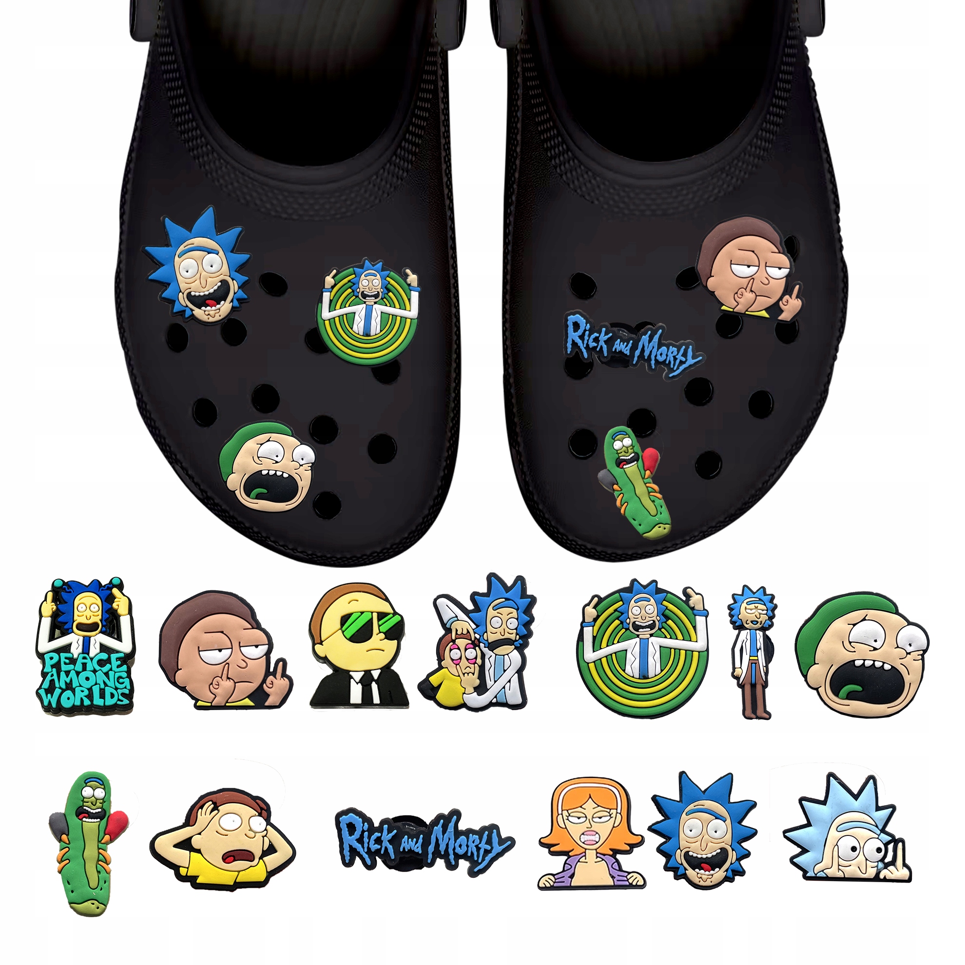 Przypinki do Crocs RICK AND MORTY do butów telefonu torby zestaw 13 szt