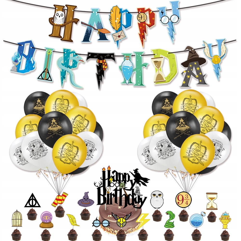 Oro Party Zestaw balonowych dekoracji urodzinowych Harry Potter + Girlanda