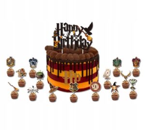 Oro Party Harry Potter DUŻY TOPPER NA TORT + 15 SZTUK TOPPERÓW NA BABECZKI