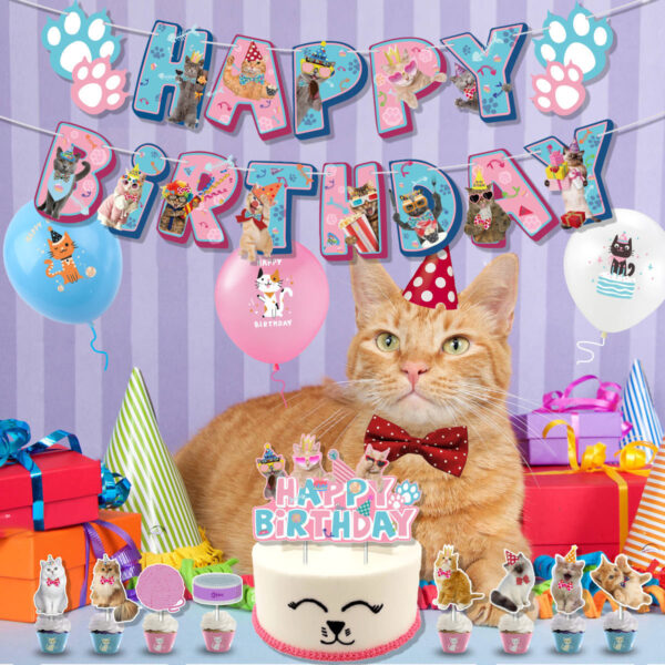 Oro Party Zestaw balonowych dekoracji urodzinowych z Kotkami Koty Kotki Cat - obrazek 3