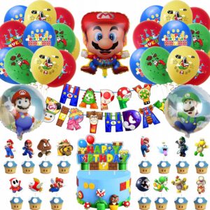Oro Party Zestaw XL balonowych dekoracji urodzinowych Super Mario +Girlanda