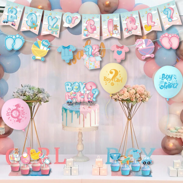 Oro Party Zestaw dekoracji balonowych na Baby Shower Boy or Girl + Girlanda - obrazek 2