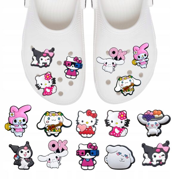 Przypinki do Crocs HELLO KITTY do butów telefonu torby zestaw 10 szt