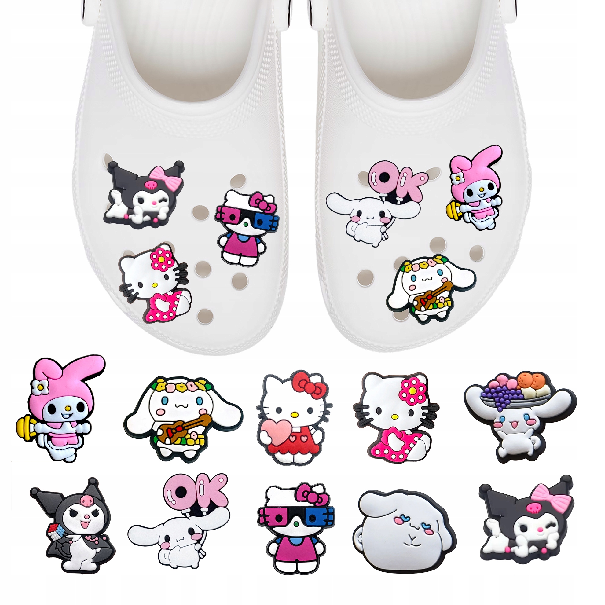 Przypinki do Crocs HELLO KITTY do butów telefonu torby zestaw 10 szt