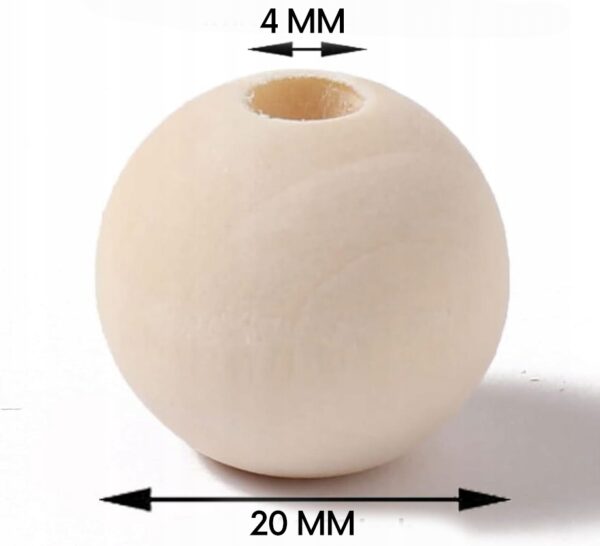 Koraliki kulki drewniane 50 szt do makramy 20 mm - obrazek 2