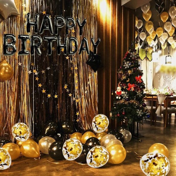 Oro Party Zestaw Urodzinowych Dekoracji Balonowych Czarne i Złote Balony - obrazek 6