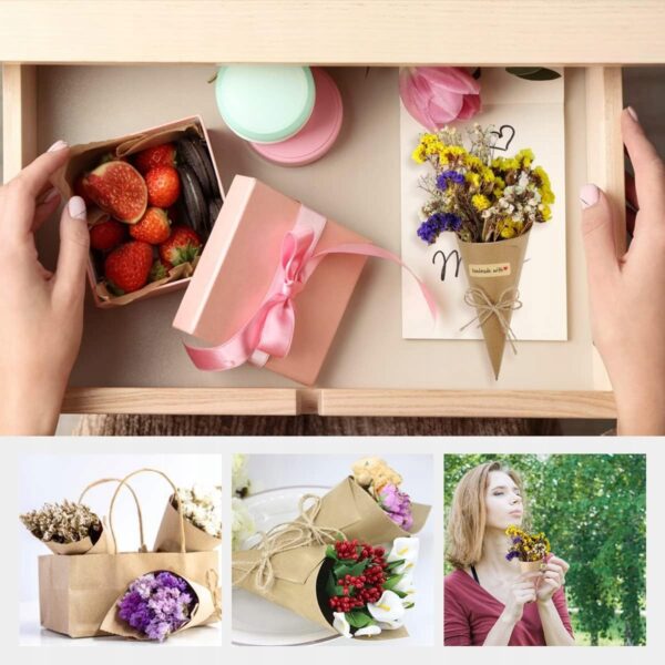 Zestaw 30 stożków z papieru kraft DIY na konfetti i ryż – dekoracje vintage na wesele i imprezy - obrazek 4