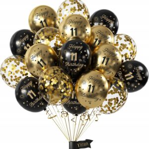 Balony na 11 URODZINY zestaw z konfetti - 15 sztuk