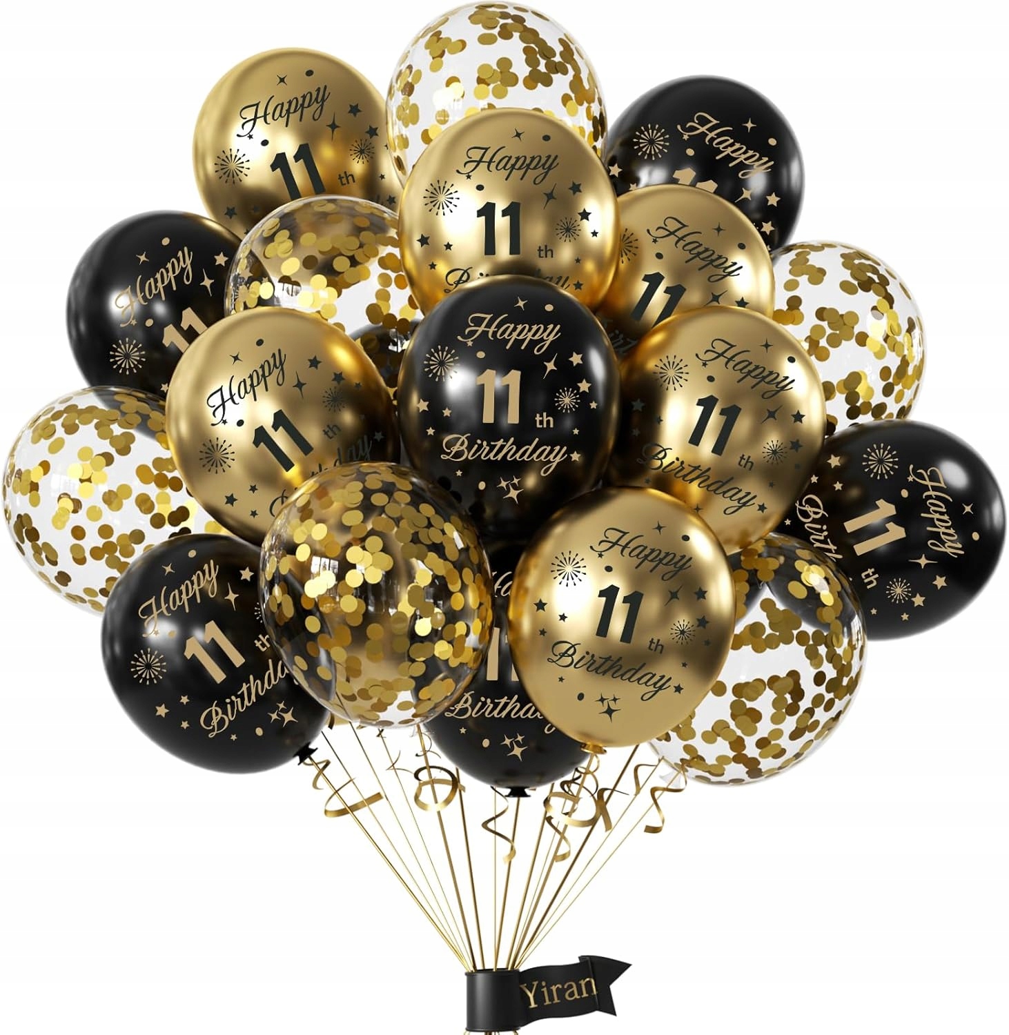Balony na 11 URODZINY zestaw z konfetti - 15 sztuk