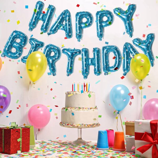 Oro Party Balonowa Dekoracja Girlanda balonowa Happy Birthday Blue Star 40 - obrazek 4