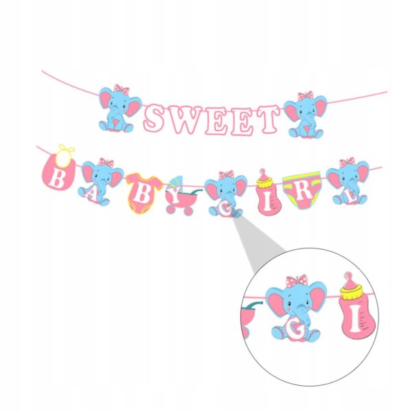 Oro Party Zestaw dekoracji balonowych na Baby Shower It's a Girl + Girlanda - obrazek 4