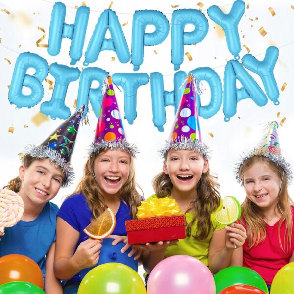 Oro Party Balonowa Dekoracja Girlanda balonowa Happy Birthday Blue 40 cm - obrazek 5